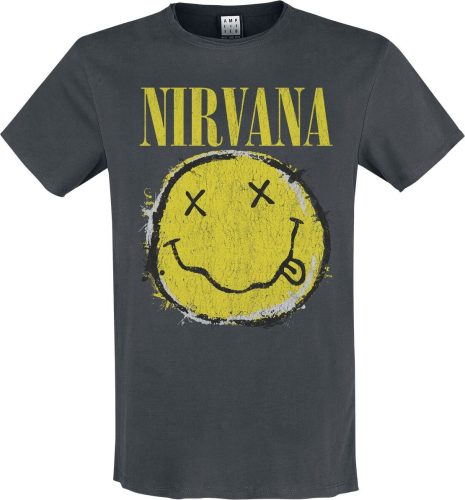 Nirvana Amplified Collection - Worn Out Smiley Tričko charcoal