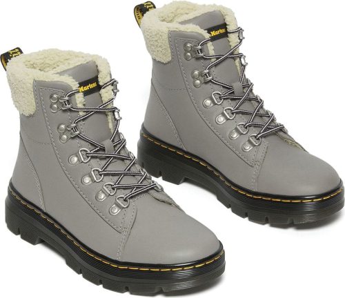 Dr. Martens Combs W FL - Zinc Grey Oiled Full Grain Wp & Natural Boogie Fur boty šedá