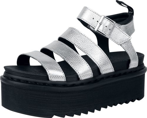 Dr. Martens Blaire Quad Sandal - Silver Metallic Tumble sandály stríbrná