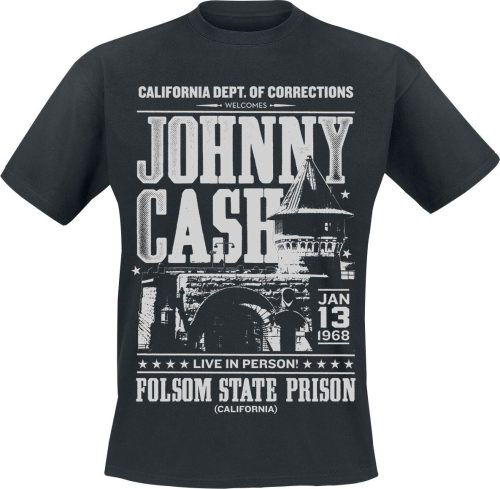 Johnny Cash Folsom State Prison Tričko černá