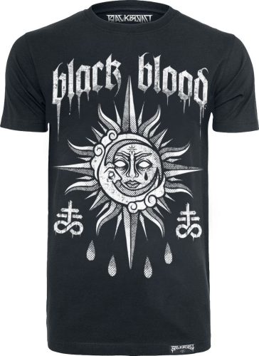 Black Blood by Gothicana Tričko s potiskem slnka a měsíce Tričko černá