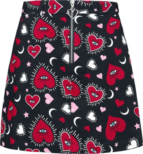 Hell Bunny Kate Heart Skirt Sukně cerná/cervená