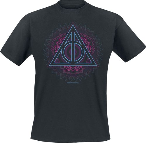 Harry Potter Neon Deathly Hallows Tričko černá