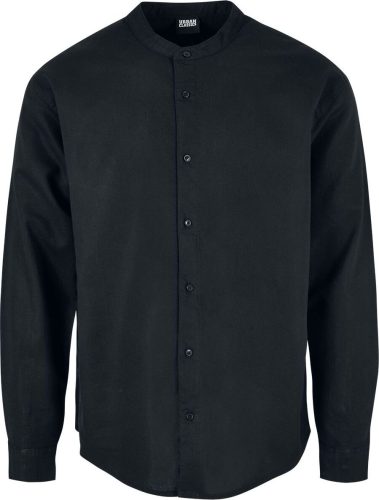 Urban Classics Cotton Linen Stand Up Collar Shirt Košile černá