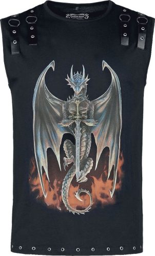 Gothicana by EMP Gothicana X Anne Stokes - Black Tank-Top With Large Dragon Frontprint Tank top černá