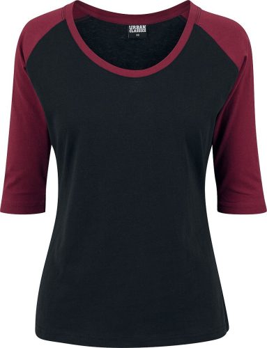 Urban Classics Ladies 3/4 Contrast Raglan Tee Dámské tričko s dlouhými rukávy cerná/vínová