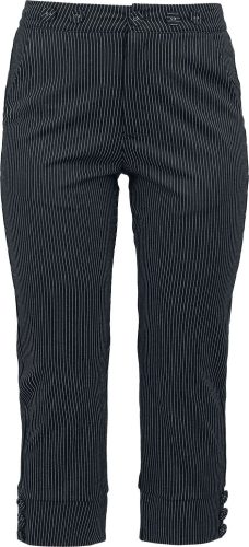 Voodoo Vixen Pinstripe Suspender Capri Trousers Dámské kalhoty cerná/šedá