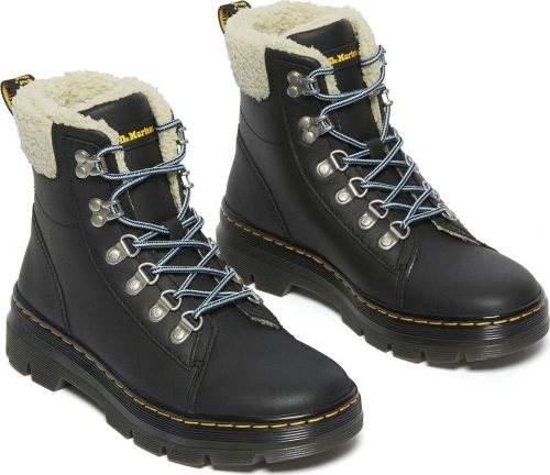 Dr. Martens Combs W FL - Black Oiled Full Grain Wp & Natural Boogie Fur boty černá