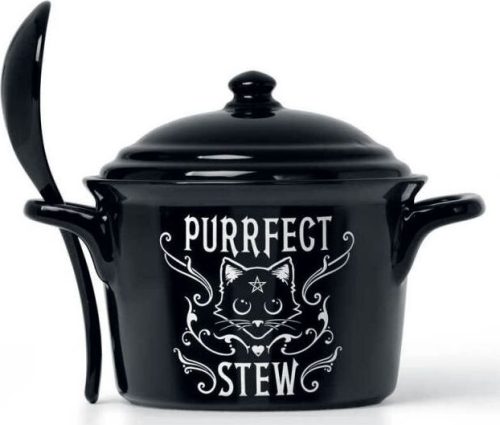 Alchemy England Kotlík s lžící Purrfect Stew porcelánový hrnek cerná/bílá