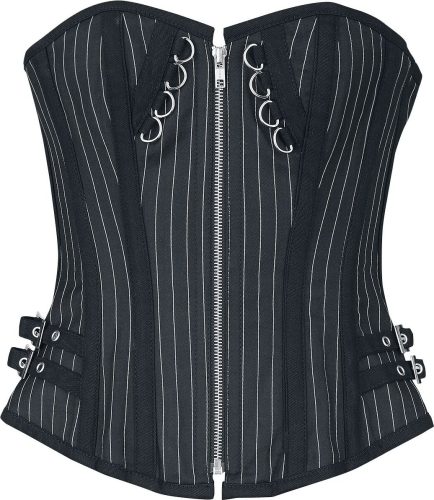 Gothicana by EMP Corset with Stripes and Zipper živutek černá