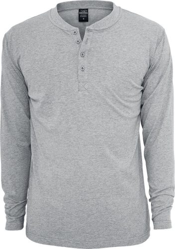 Urban Classics Basic Henley Tričko s dlouhým rukávem šedá