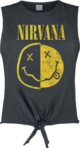 Nirvana Amplified Collection - Spliced Smiley Dámský top charcoal