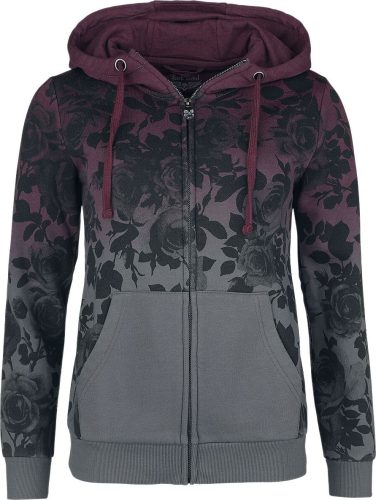 Rock Rebel by EMP Dip Dye Hoody Jacket Dámská mikina s kapucí na zip Bordeaux-šedá