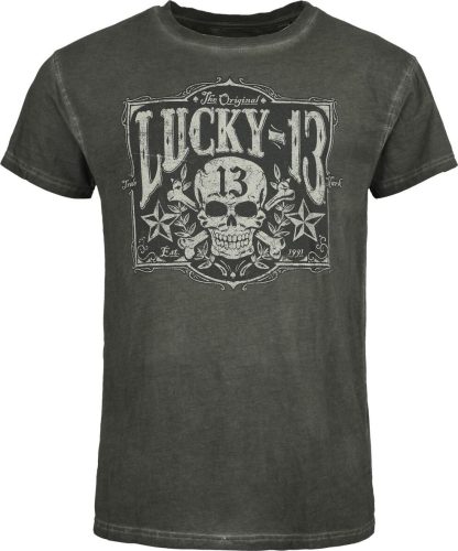 Lucky 13 Tombstone Tee - Vintage Black Tričko s nádechem černé