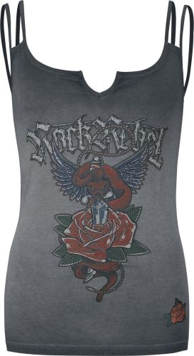 Rock Rebel by EMP Top s hadím potiskem a opraným vzhledem Dámský top černá