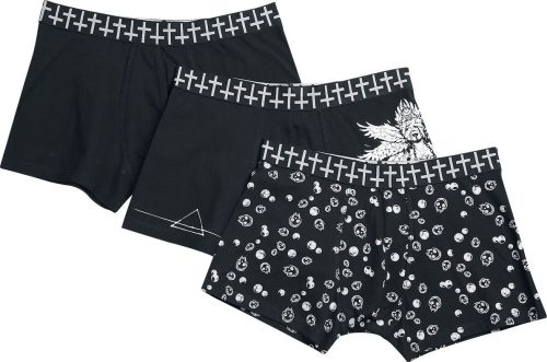 Gothicana by EMP 3 Pack Boxershorts with Prints Boxerky černá