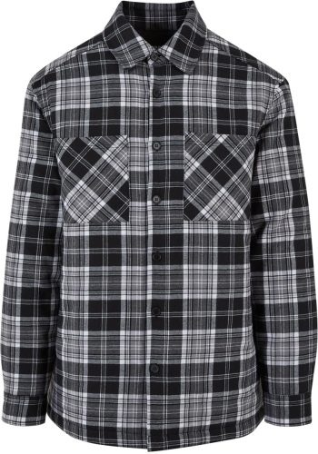 Urban Classics Padded Checked Shirt Jacket Bunda cerná/bílá