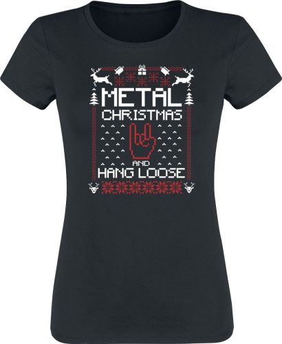 Sprüche Metal Christmas and hang loose Dámské tričko černá