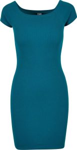 Urban Classics Ladies Off Shoulder Rib Dress Šaty zelená