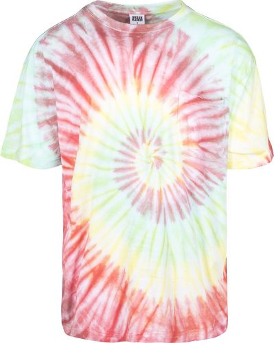 Urban Classics Spiral Tie Dye Pocket Tee Tričko cervená/žlutá/zelená