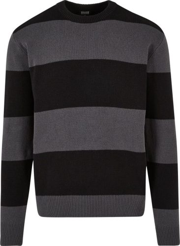 Urban Classics Heavy Oversized Striped Sweatshirt Pletený svetr cerná/šedá