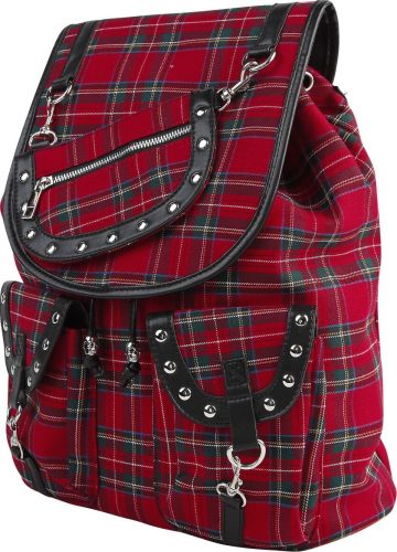 Banned Alternative Red Tartan Backpack Batoh cerná/cervená