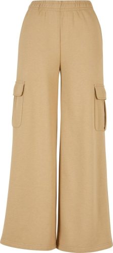 Urban Classics Ladies Highwaist Wide Leg Cargo Terry Pants Cargo kalhoty béžová