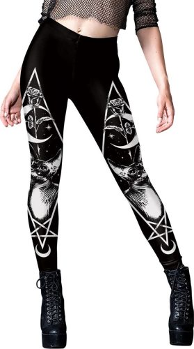 Ocultica Cat Pentagramm Leggings Leginy cerná/bílá