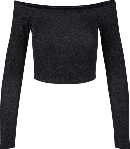 Urban Classics Ladies Off Shoulder Glitter Longsleeve Dámské tričko s dlouhými rukávy černá