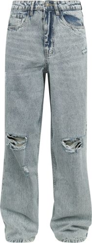 Urban Classics Ladies Distressed 90's Wide Leg Denim Pants Dámské džíny modrá