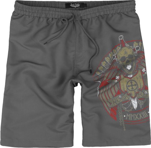 Rock Rebel by EMP Swim Shorts With Skull and Sword Pánské plavky šedá