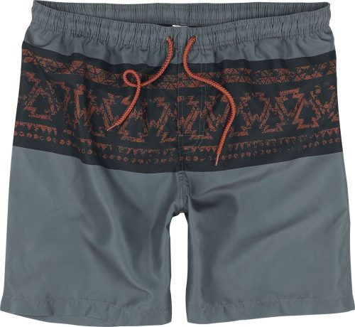 RED by EMP Swim Shorts With Graphic Design Pánské plavky tmavě šedá