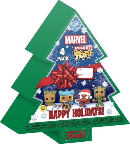 Marvel Sada 4 klíčenek Gingerbread tree Christmas box - POP! (svítí v tmě) Klíčenka vícebarevný