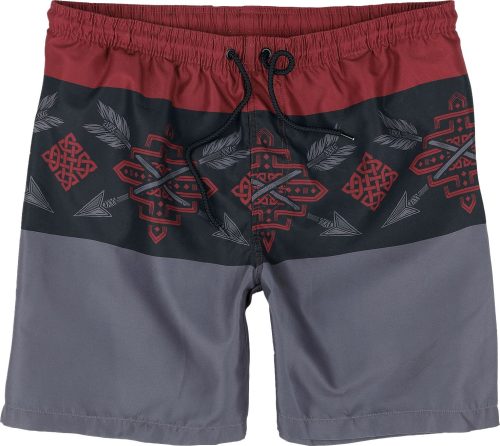 Black Premium by EMP Tricolor Swim Shorts with Arrow Print Pánské plavky cervená/cerná
