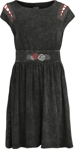 Black Premium by EMP Cut Out Dress with Roses Šaty černá