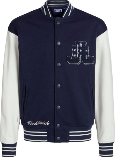 Jack & Jones Junior Tepláková kardigán JORCole varsity OS JNR detská bunda modrá/bílá