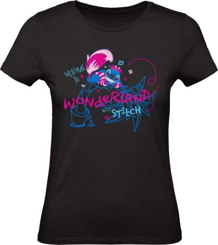 Lilo & Stitch Stitch - Grinsekatze - Welcome To Wonderland With Stitch Dámské tričko černá