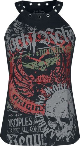 Rock Rebel by EMP Top Rock Rebel s potiskem a očky Dámský tank top černá