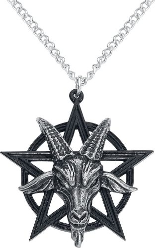 Alchemy Gothic Přívěsek Baphomet Náhrdelník - řetízek cerná/stríbrná