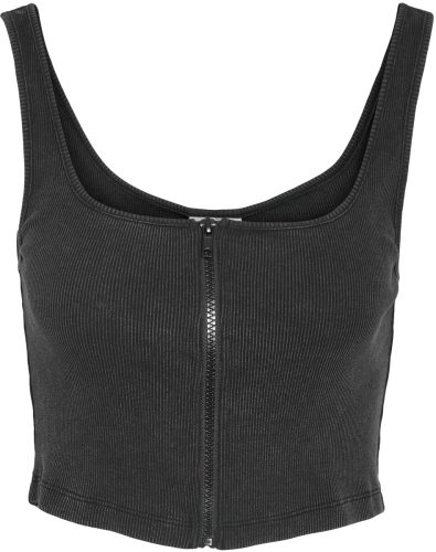 Noisy May Nmedda S/L Wash Zip Crop Top JRS Dámský top černá