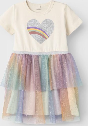 name it Šaty NMFhappi heart s krátkými rukávy detské šaty vícebarevný