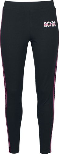 AC/DC Amplified Collection - Ladies Cotton Taped Yoga Leggings Leginy černá