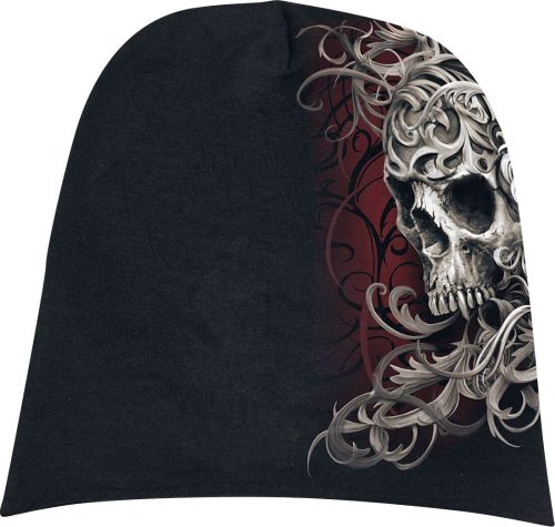 Spiral Skull Shoulder Wrap Beanie čepice černá