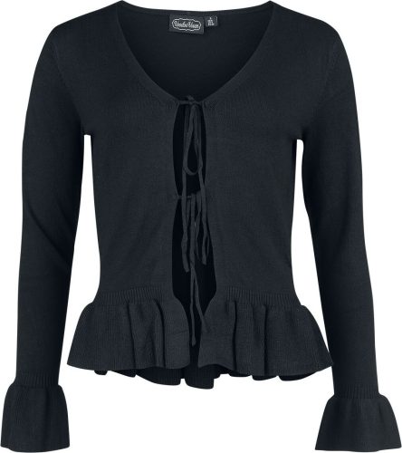 Voodoo Vixen Tie Front Ruffle Cardigan Cardigan černá