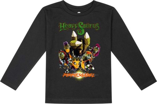 Heavysaurus Metal-Kids - Pommesgabel detské tricko - dlouhý rukáv černá