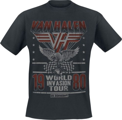 Van Halen World Invasion Tour 1980 Tričko černá