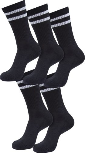 Urban Classics Double Stripe Socks 5-Pack Ponožky cerná/bílá