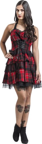 H&R London Gotické šaty Red Tartan Šaty cerná/cervená