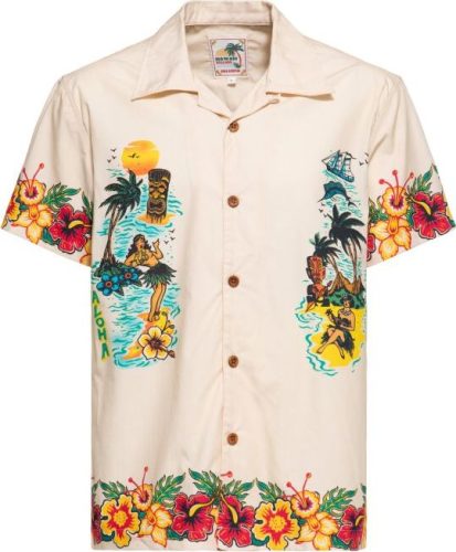 King Kerosin Honolulu Tropical Hawaiian Style Shirt Košile přírodní