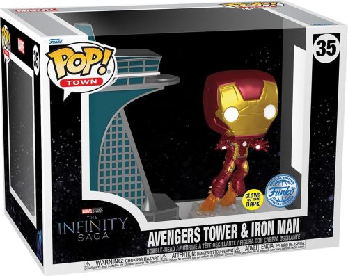 Iron Man Avengers Tower & Iron Man (Funko Pop! Town) (Glow in the Dark) Vinyl Figur 35 Sberatelská postava vícebarevný